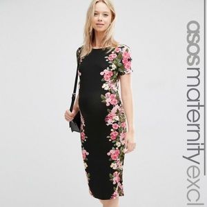 ASOS Maternity Bodycon Dress with Placement Floral